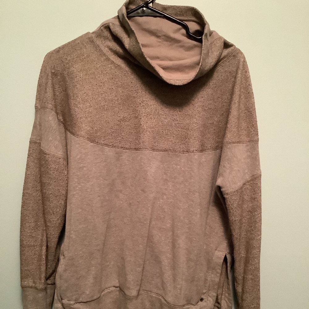 Prana Two-Tone Taupe Hooded Sweatshirt